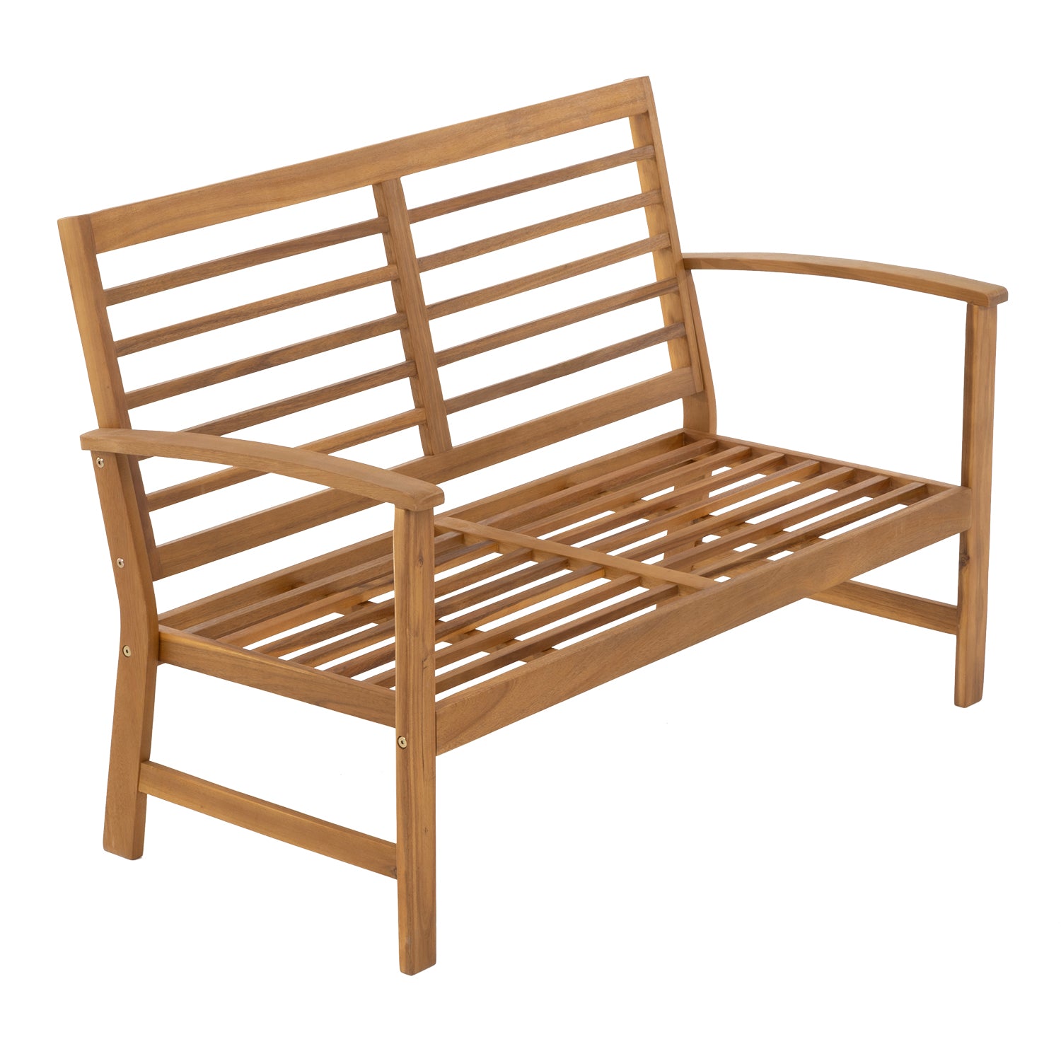 VESTIAMO CASA GIARDINO - Set da giardino 4 pezzi in legno di Acacia con cuscini Beige - Formato da Panchina a 2 posti, 2 poltrone e tavolino da salotto